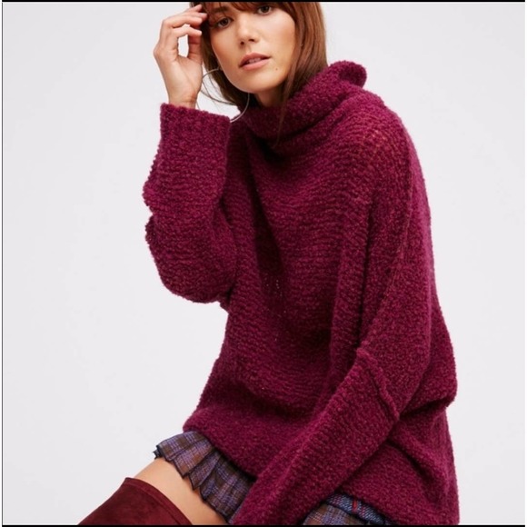 Free People Sweaters - Free People Alpaca In Her Element Tunic Sweater Size XS Burgundy